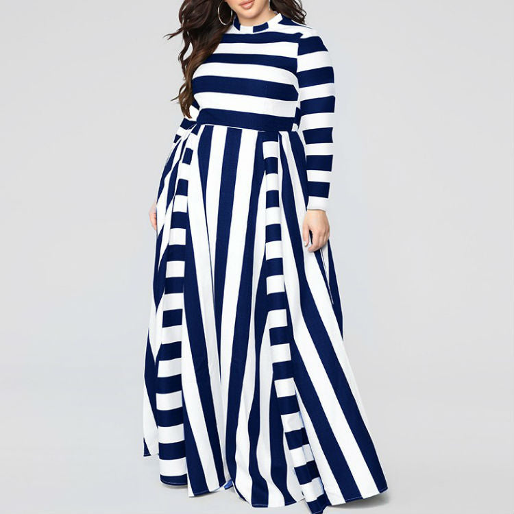 Loose Women's Plus Size Striped Dress