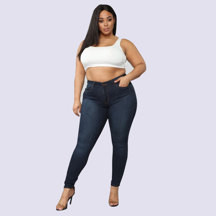 Plus Size Fashion High Elastic Denim Pencil Pants