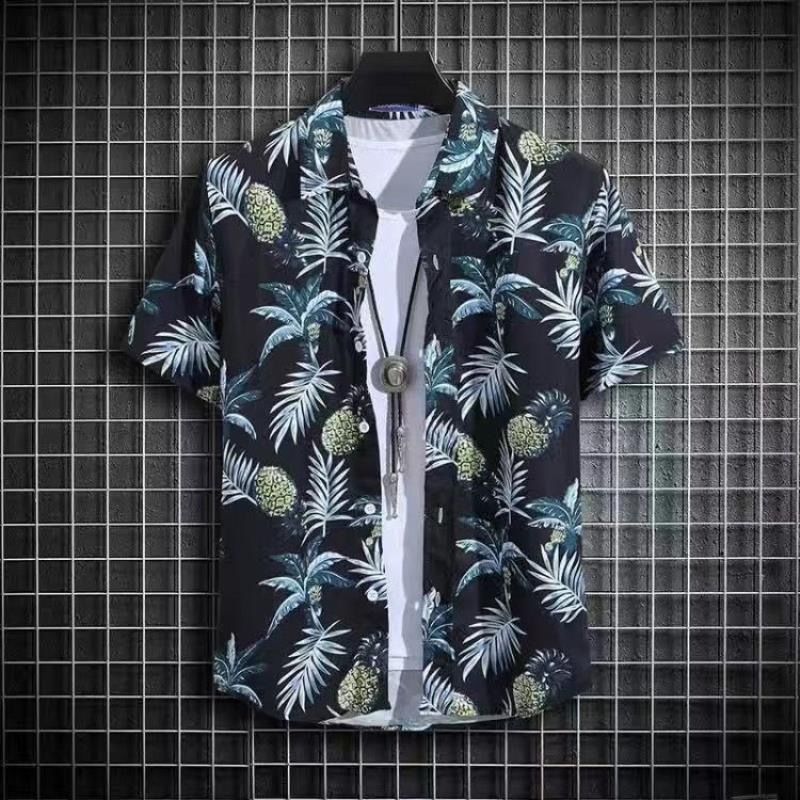 Hawaiian Style Beach Pants Loose Casual Short Sleeve Printed Shirt Suit