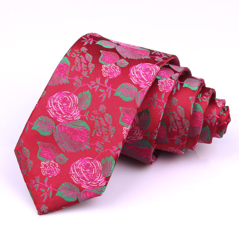 Men's Tie Casual Fashion Yarn-dyed 6cm Flower Graffiti