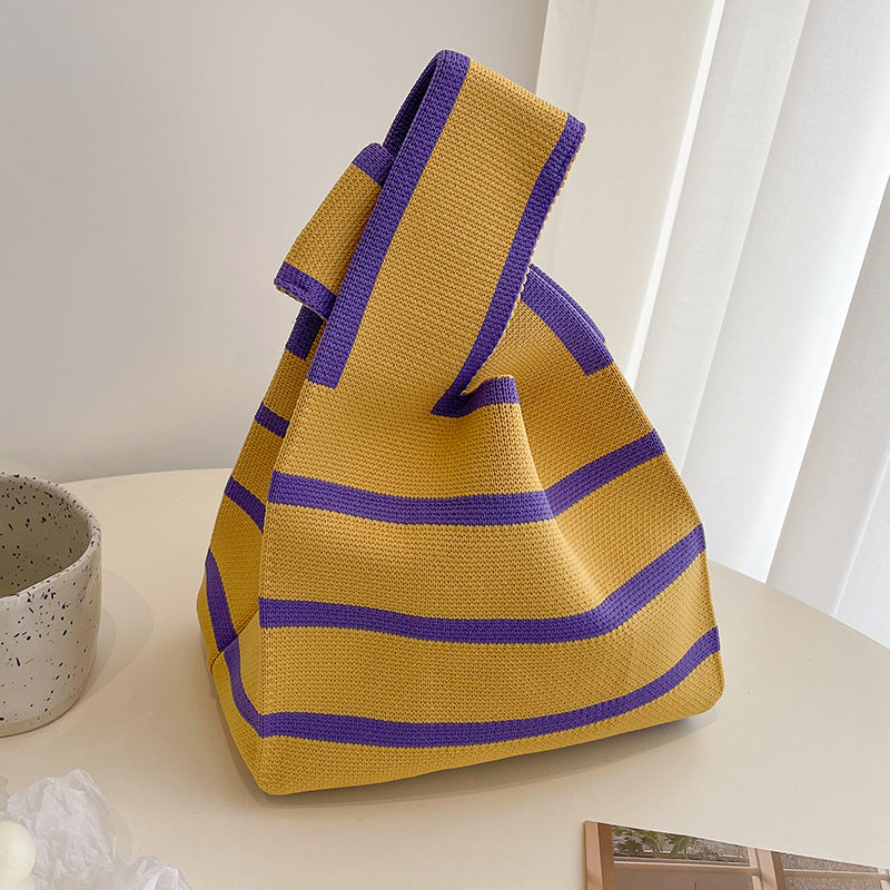 All-matching Striped Wool Knitted Handbag