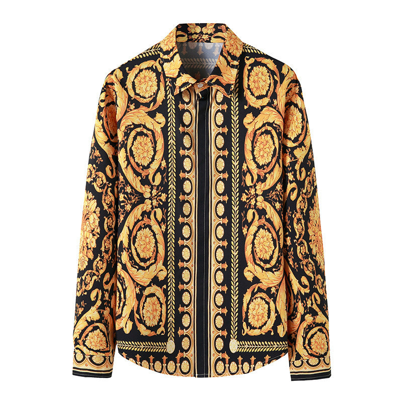 Chain Print Men's Long-sleeved Casual Shirt