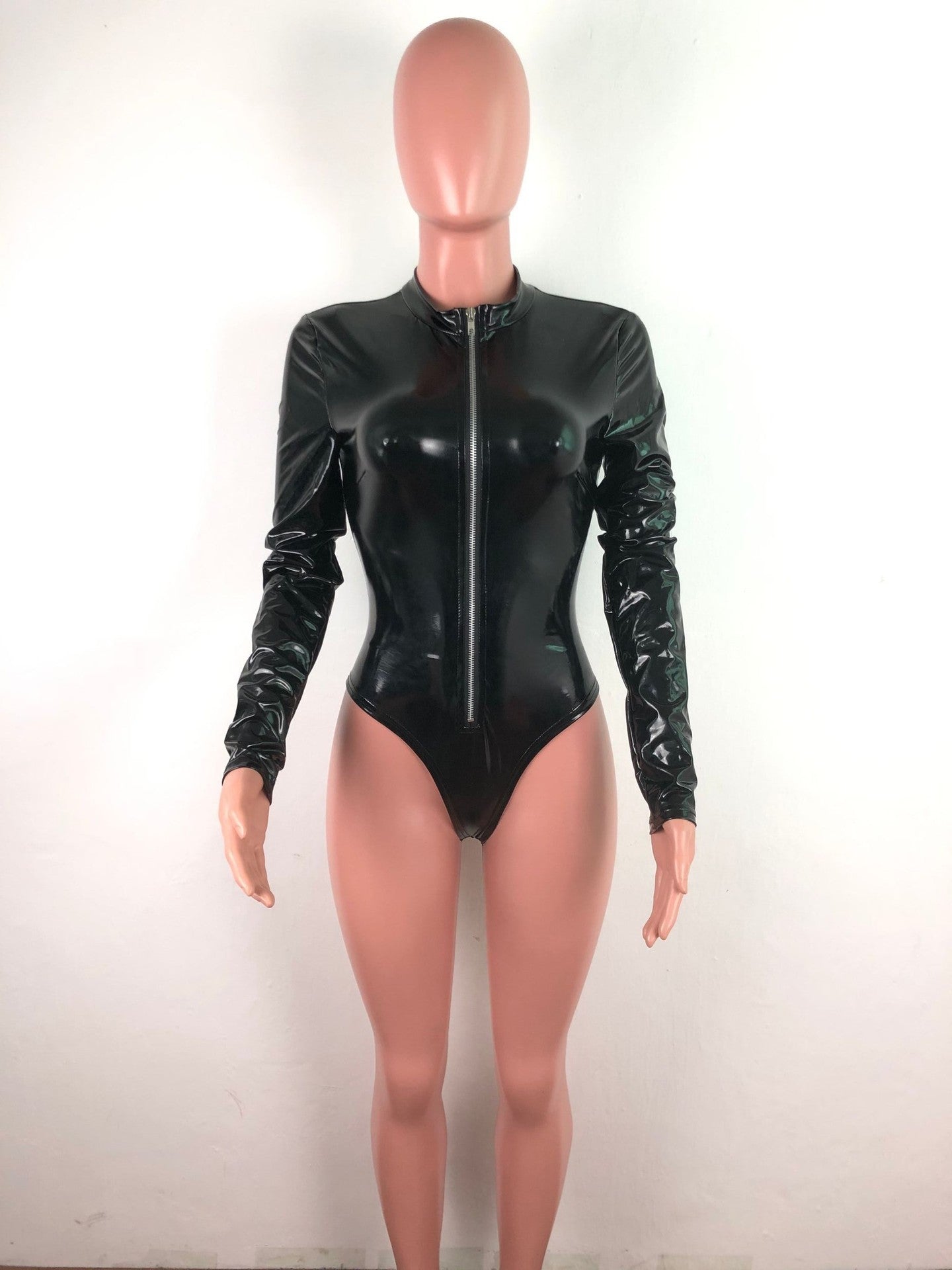 High Elastic Tight-fitting PU One-piece Bodysuit