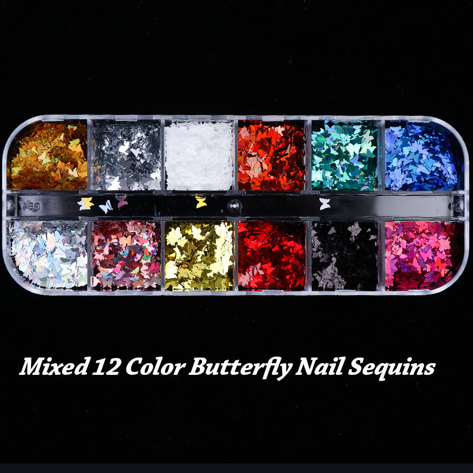 Symphony butterfly sequin nail