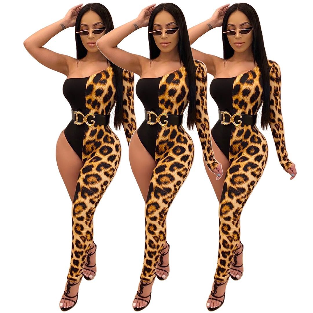 Asymmetrical leopard print jumpsuit