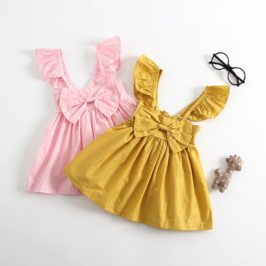 Fly sleeve bow dress