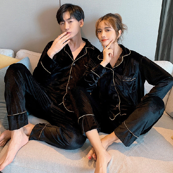 Home wear couples velveteen pajamas