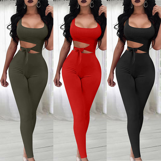 Ladies sleeveless cutout jumpsuit