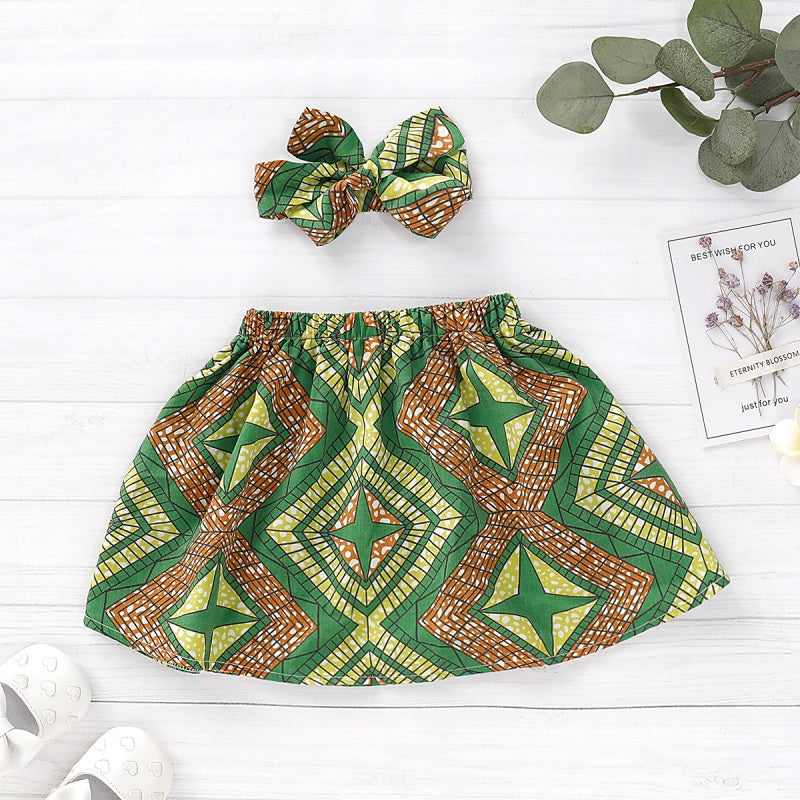 Girls Two Piece Outfit Headpiece and Skirt Set