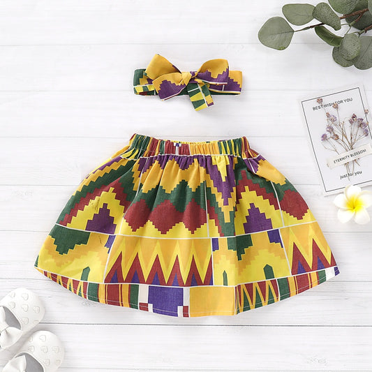 Girls Two Piece Outfit Headpiece and Skirt Set