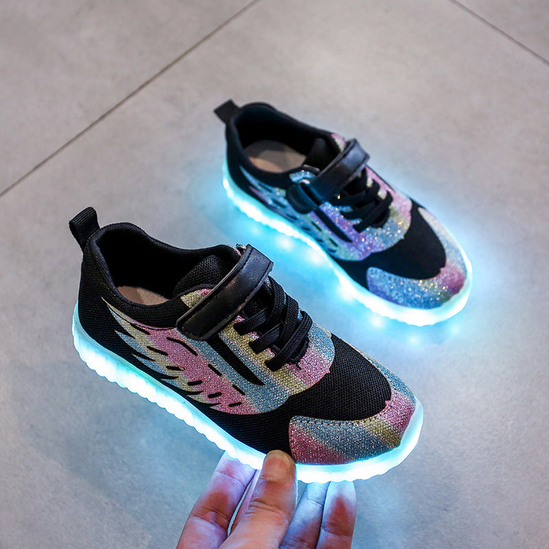 USB Rechargeable Children's Light-Up Breathable Shoes