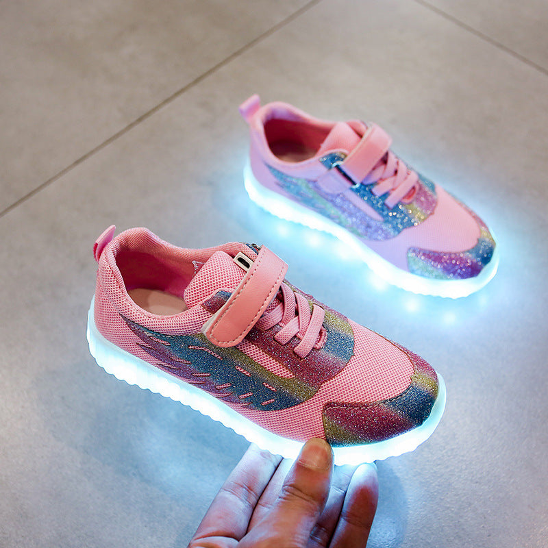 USB Rechargeable Children's Light-Up Breathable Shoes