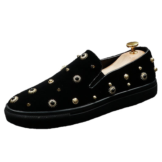 Casual Slip-On Fashion Round Flats-Punk Rivets