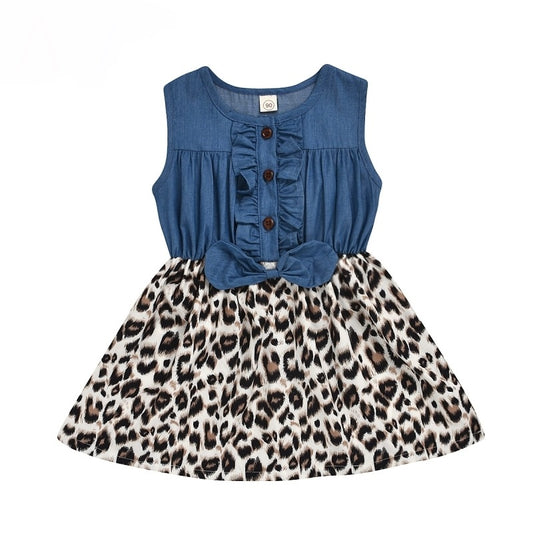 Leopard Print Bow Design Dress