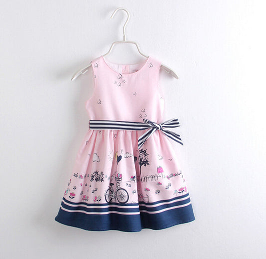 Girls Princess Dress With Printed Vest