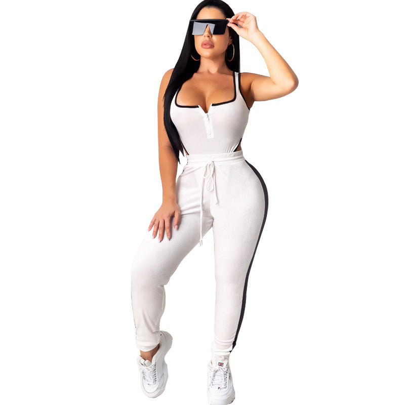 Sleeveless cutout zipper jumpsuit