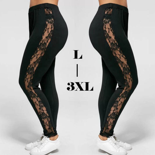 Plus Size Sexy Holllow Out Lace Leggings