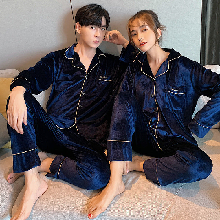 Home wear couples velveteen pajamas