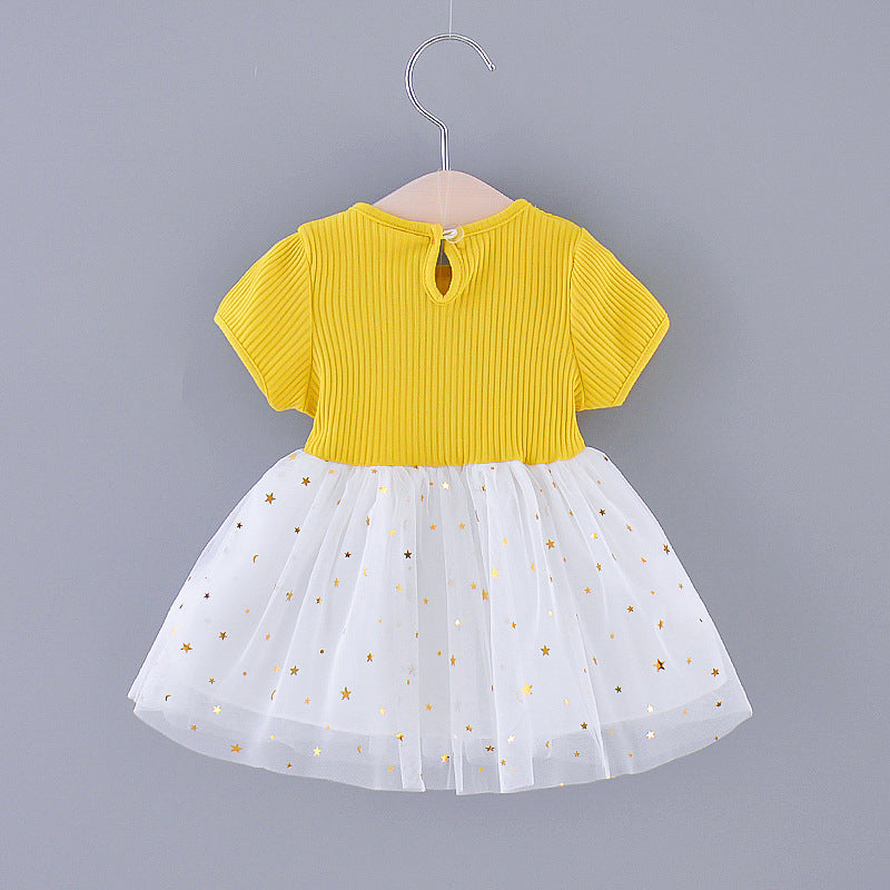 Summer girl bow net dress