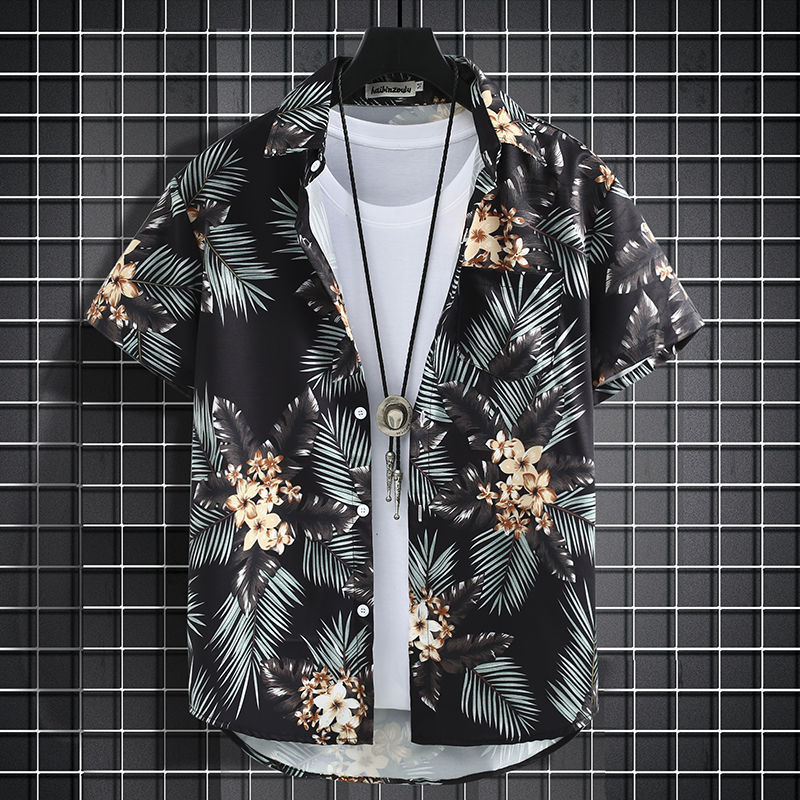 Hawaiian Style Beach Pants Loose Casual Short Sleeve Printed Shirt Suit