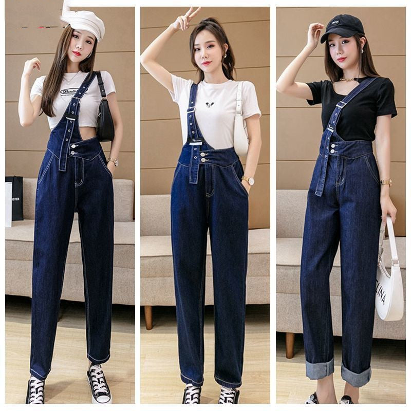 Bib Women All-match Trend Loose Design Pants