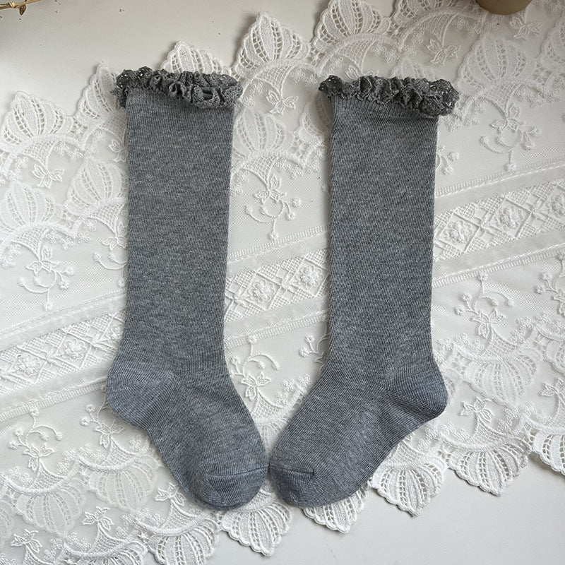 Mid-calf Lace Combed Cotton Baby Socks