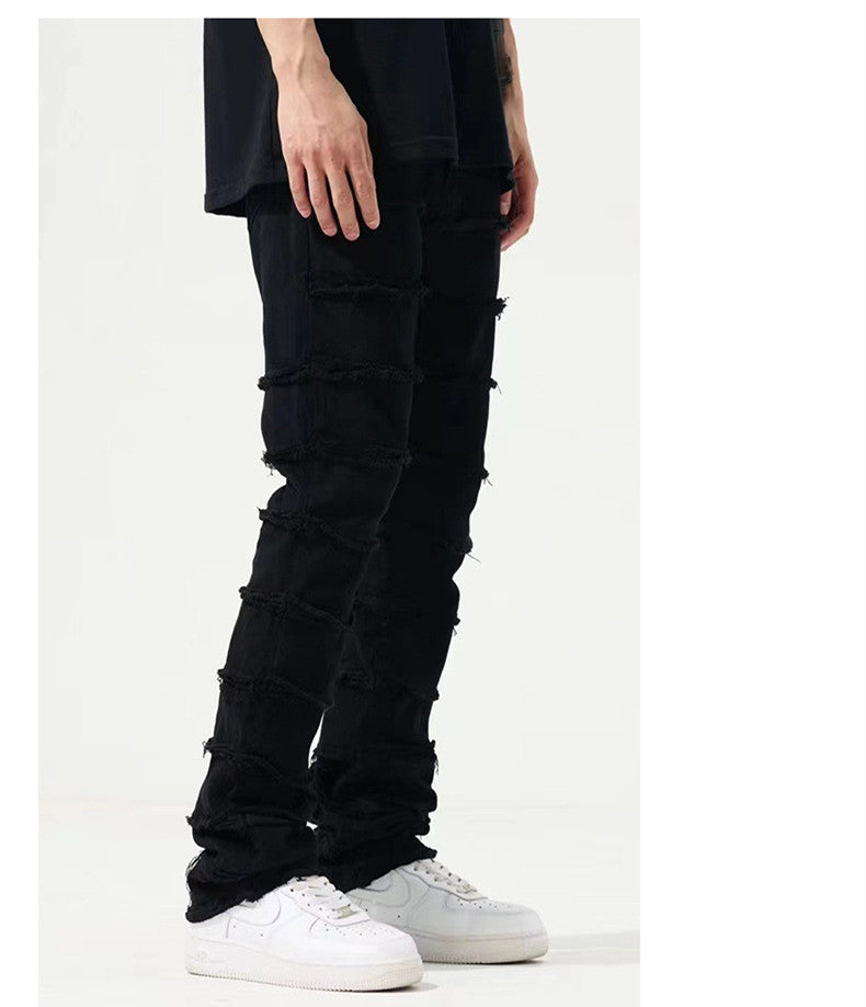 Layered Fringed Casual Fashion Denim Trousers