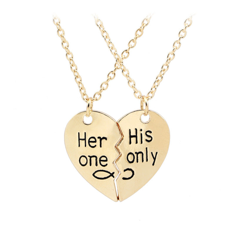 Heart Shape Letters Sound Pendant Couples Necklace