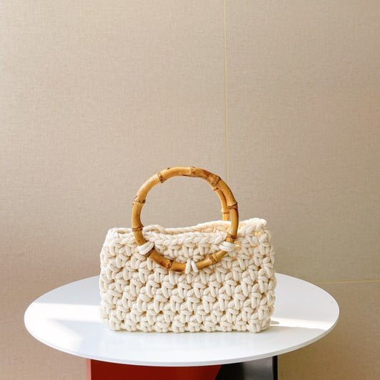 Circular Bamboo Knot Hollowed-out Hand Woven Bag