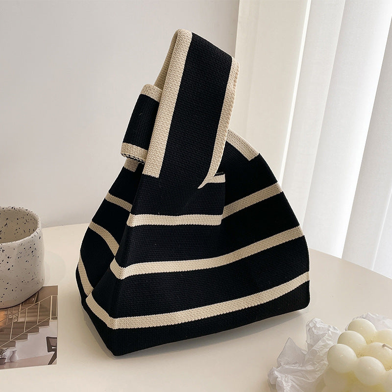 All-matching Striped Wool Knitted Handbag