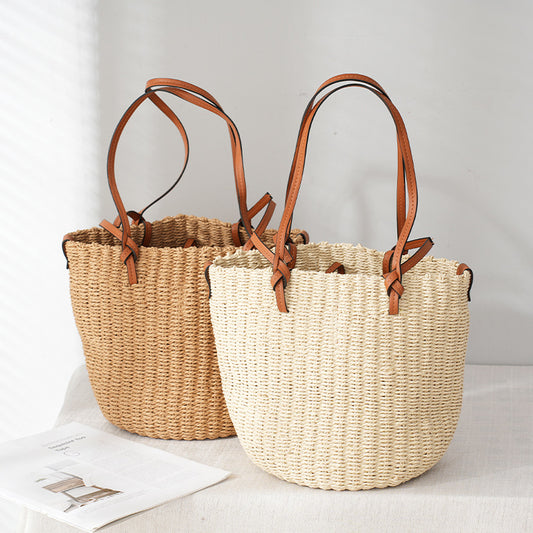 Women's Straw Woven Shoulder Tote Bag