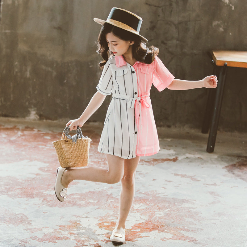 Color block shirt dress