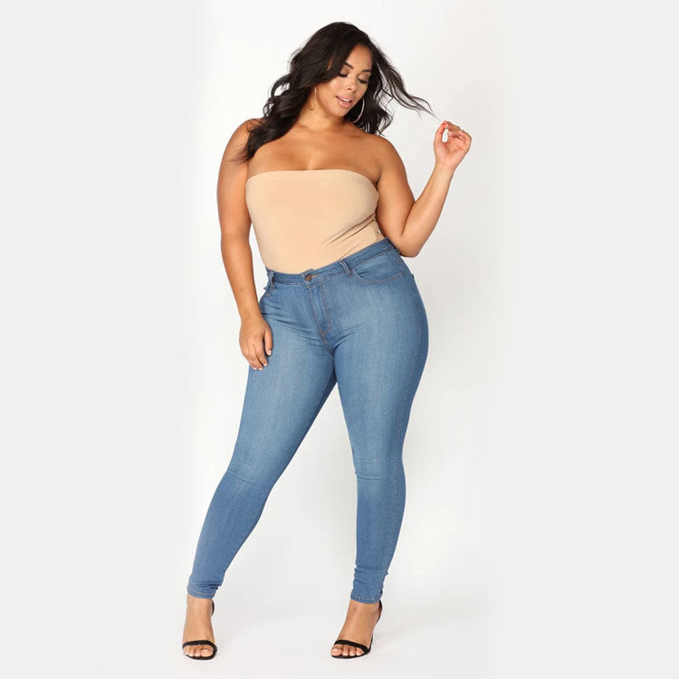 Plus Size Fashion High Elastic Denim Pencil Pants