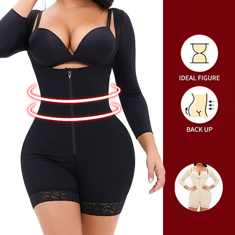 Plus-size Breasted Onesie High Waist Long Sleeve Body Shaper