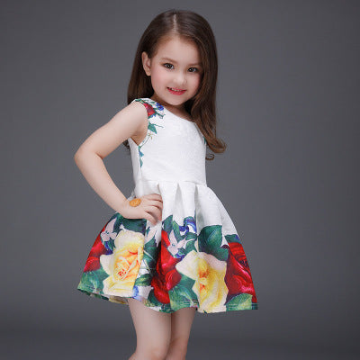 Girls Floral Print Princess Dress