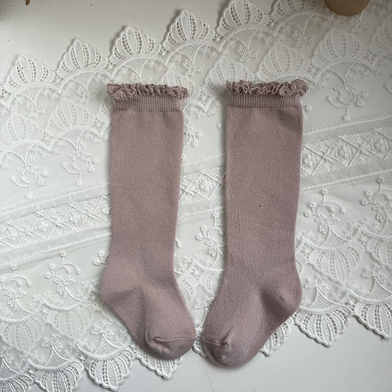 Mid-calf Lace Combed Cotton Baby Socks