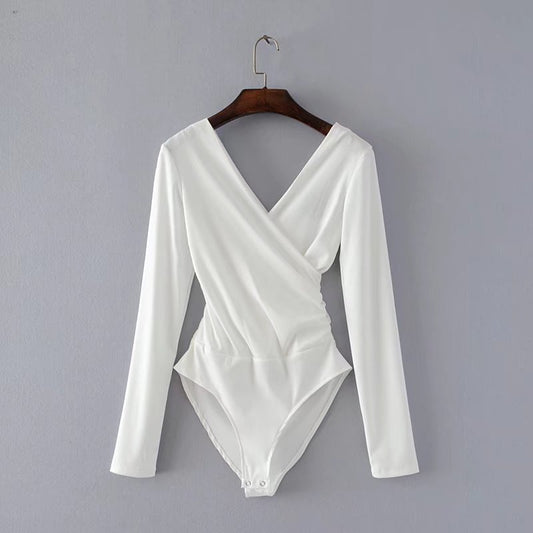 Cross Stitching Long Sleeve Bodysuit