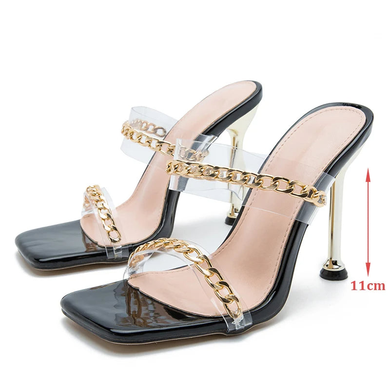 High Heel Slippers Fashion Chain Design