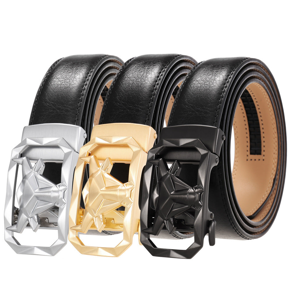 Fashion Men's Leather Belt Alloy Automatic Buckle