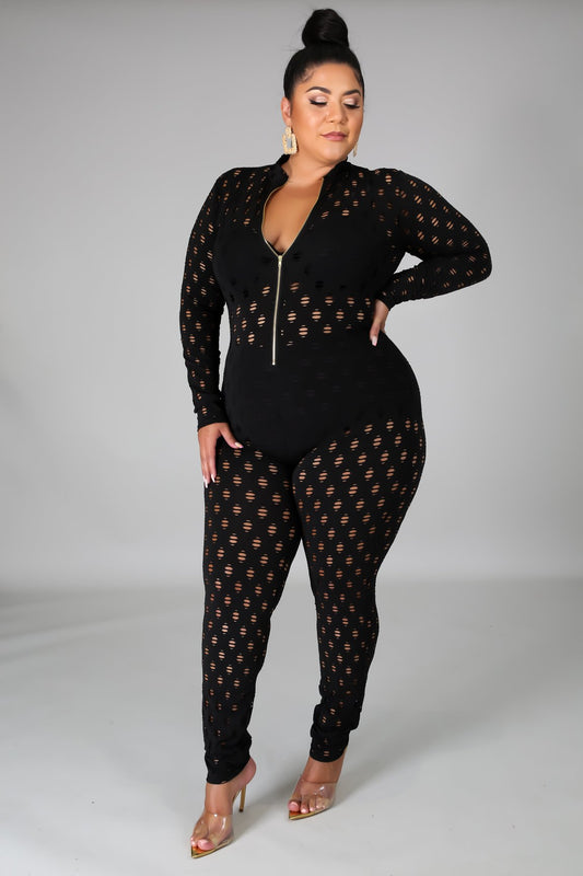 Plus Size Women See Through Jumpsuit