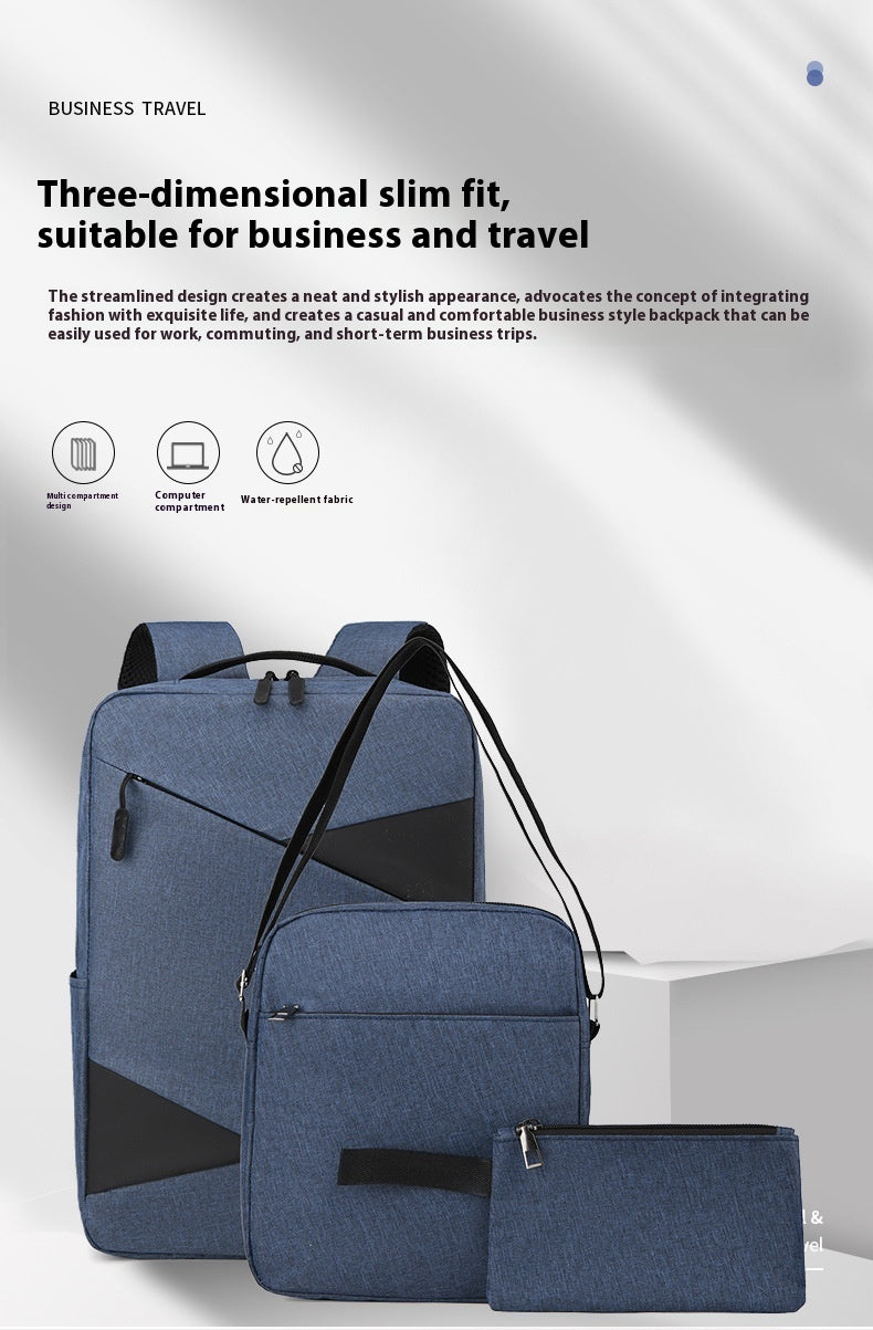 Business Computer Backpack Three-piece Set