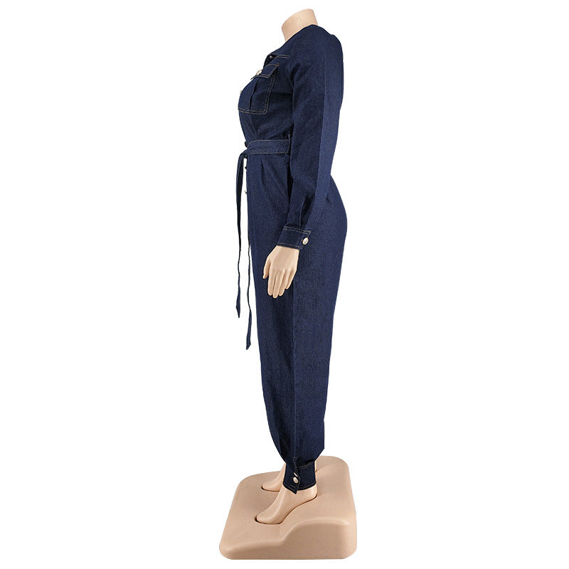 Plus Size Women Denim Jumpsuit