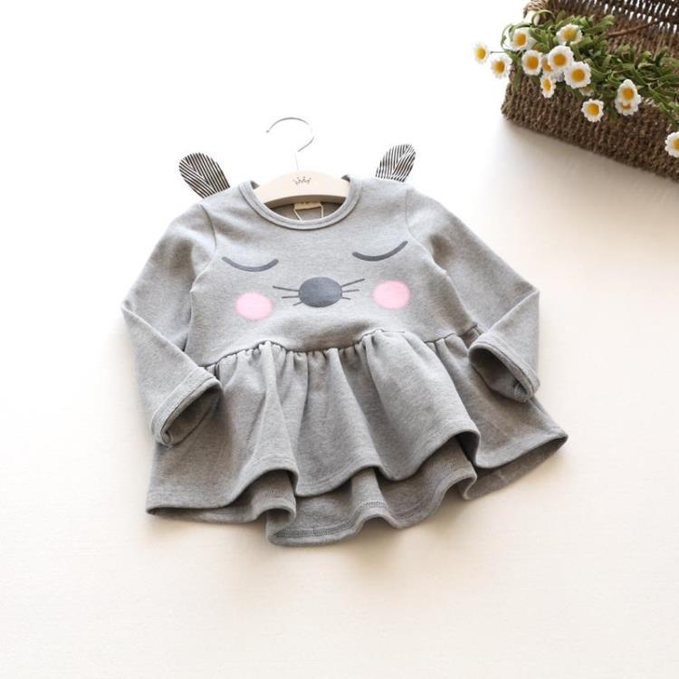 Kids cute plain cat dress