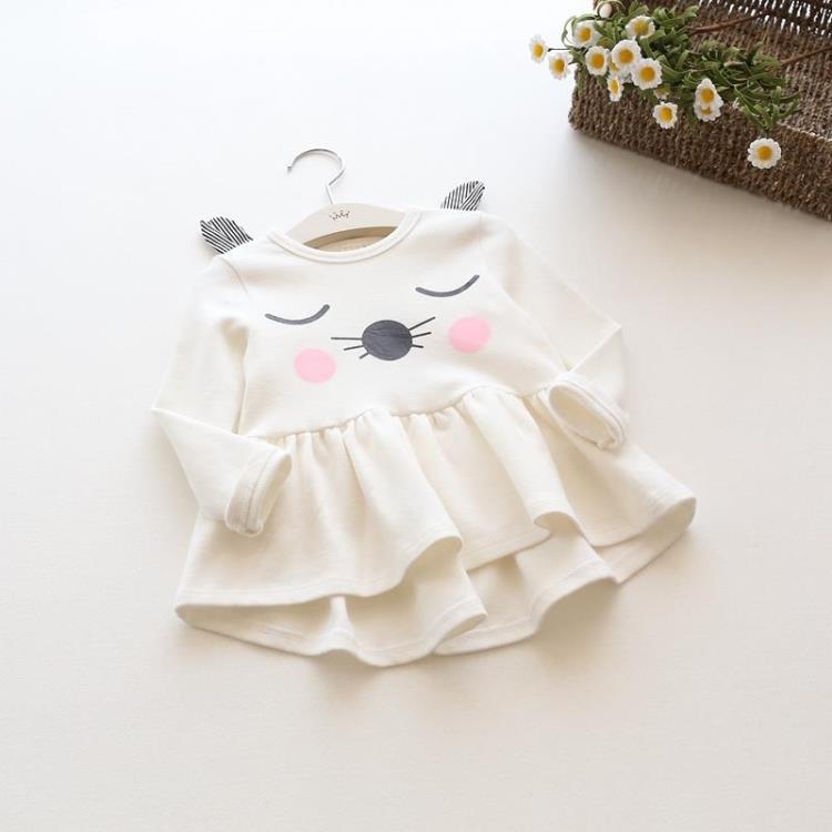 Kids cute plain cat dress