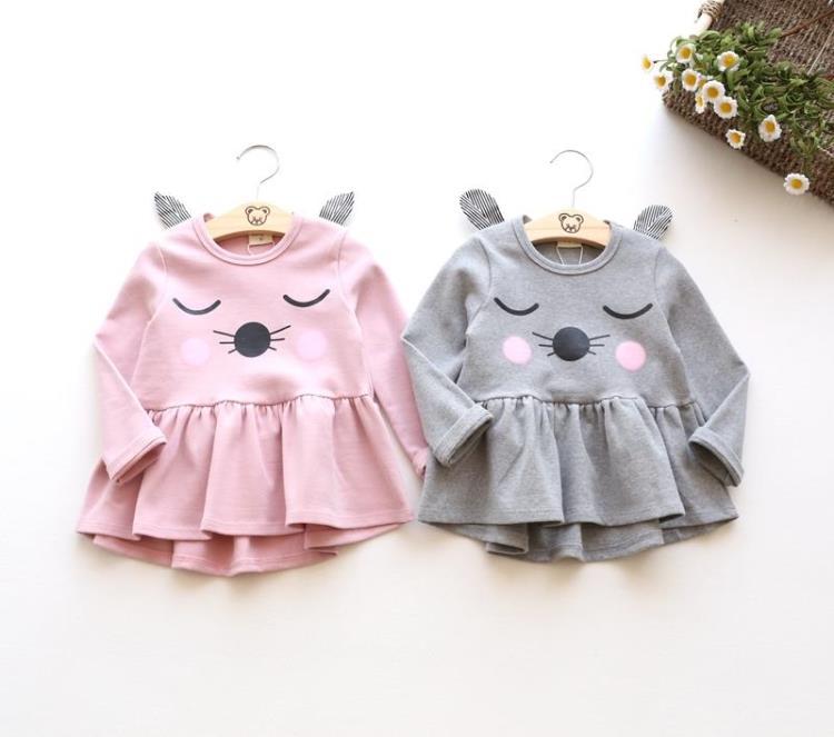 Kids cute plain cat dress