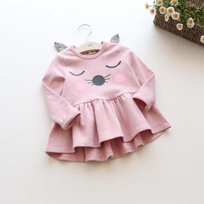 Kids cute plain cat dress