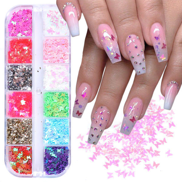 Symphony butterfly sequin nail