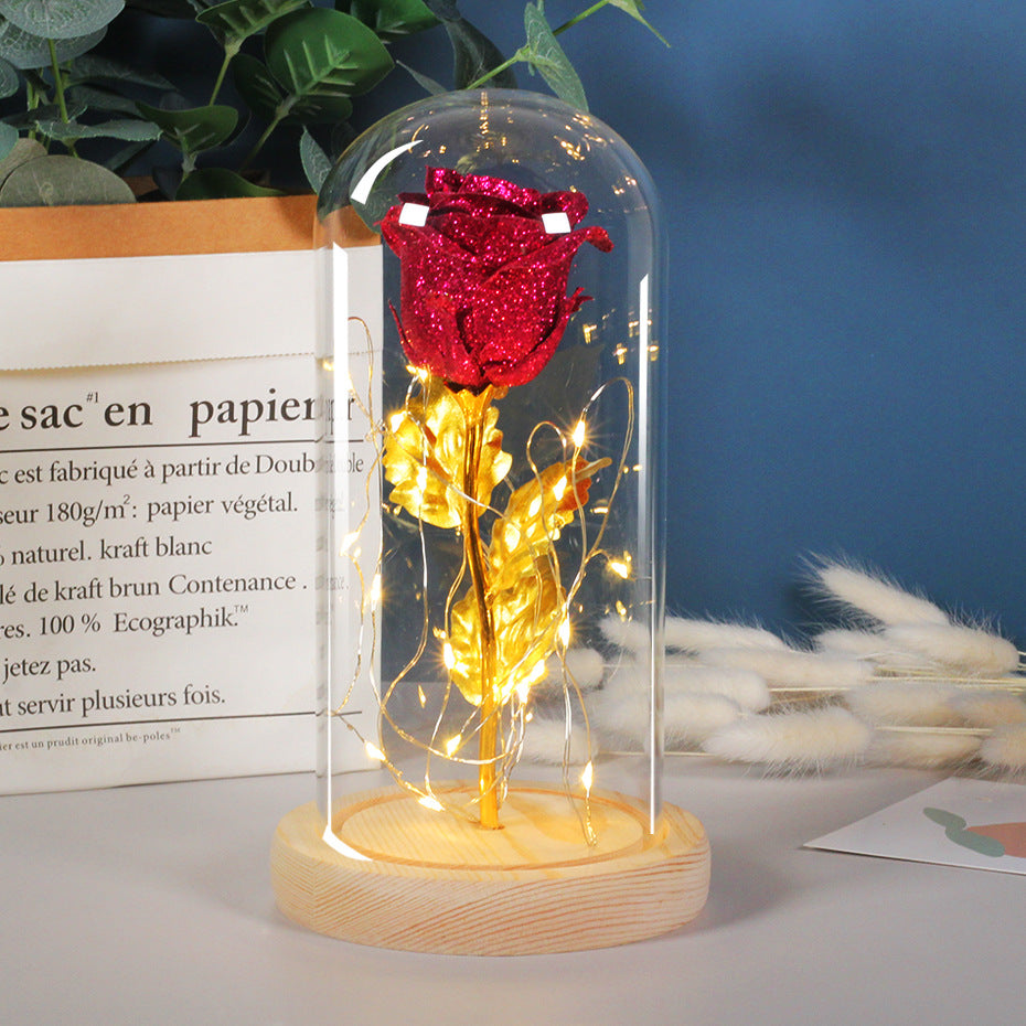 Eternal Rose Flowers LED Light In Glass