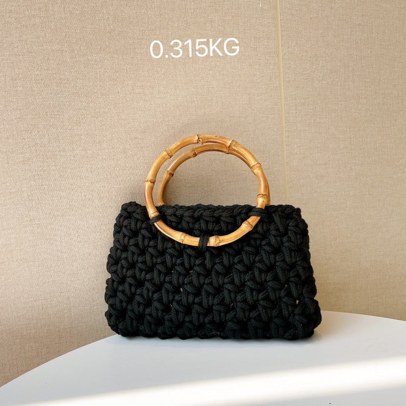 Circular Bamboo Knot Hollowed-out Hand Woven Bag