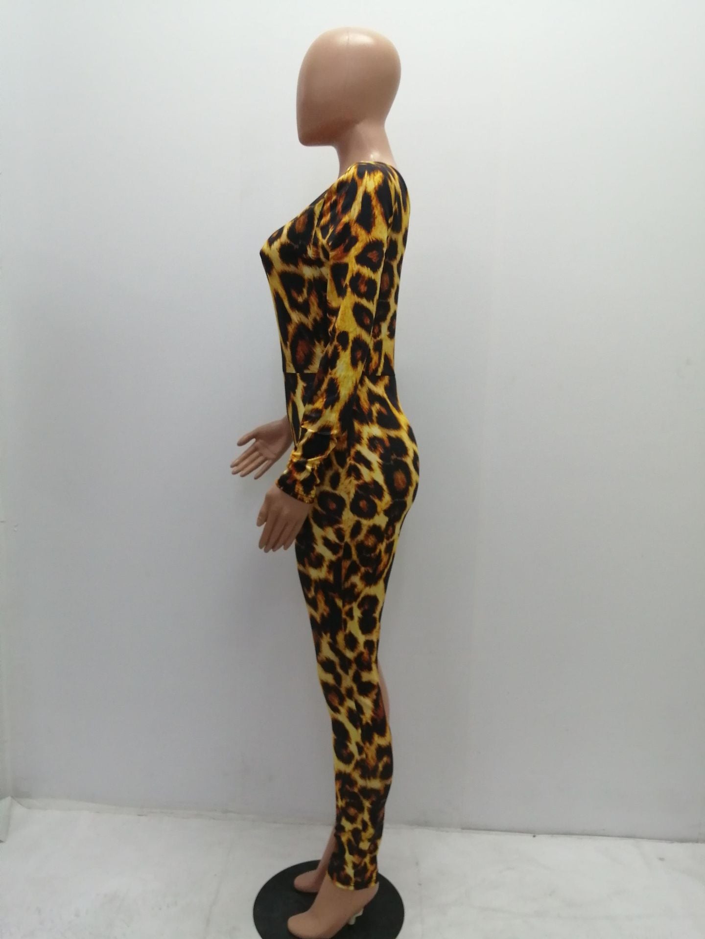 Asymmetrical leopard print jumpsuit